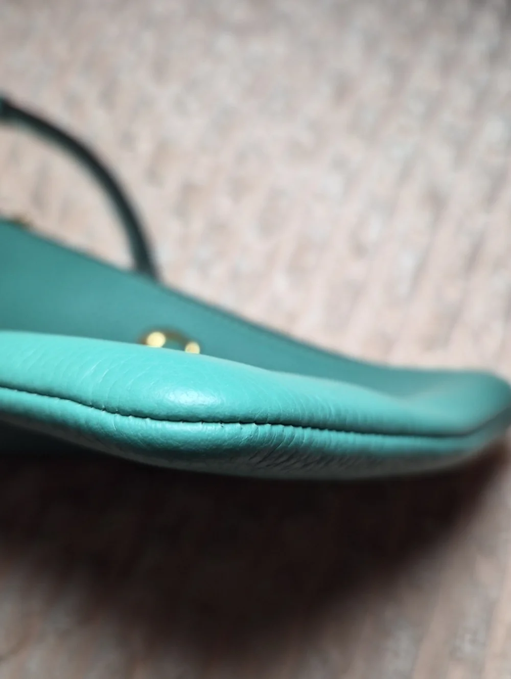 COACH Polished Pebble Leather Small Wristlet - Teal / Green